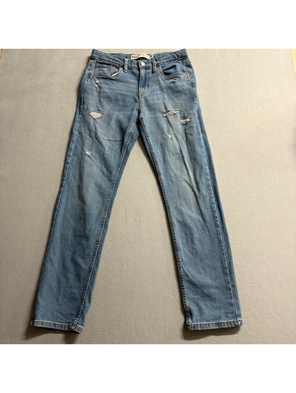Levis 502 Regular Taper Jeans Girls Size 16 Reg Blue Distressed Denim W28 L30